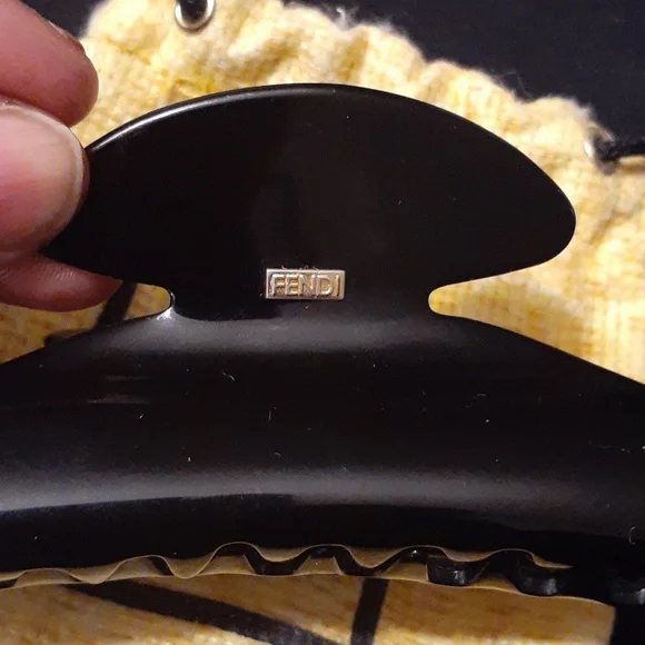 FENDI AUTHENTIC VINTAGE BARRETTE EUC FENDI Logos Used Barrette Hair Clip Brown Gold Vintage  main image 3